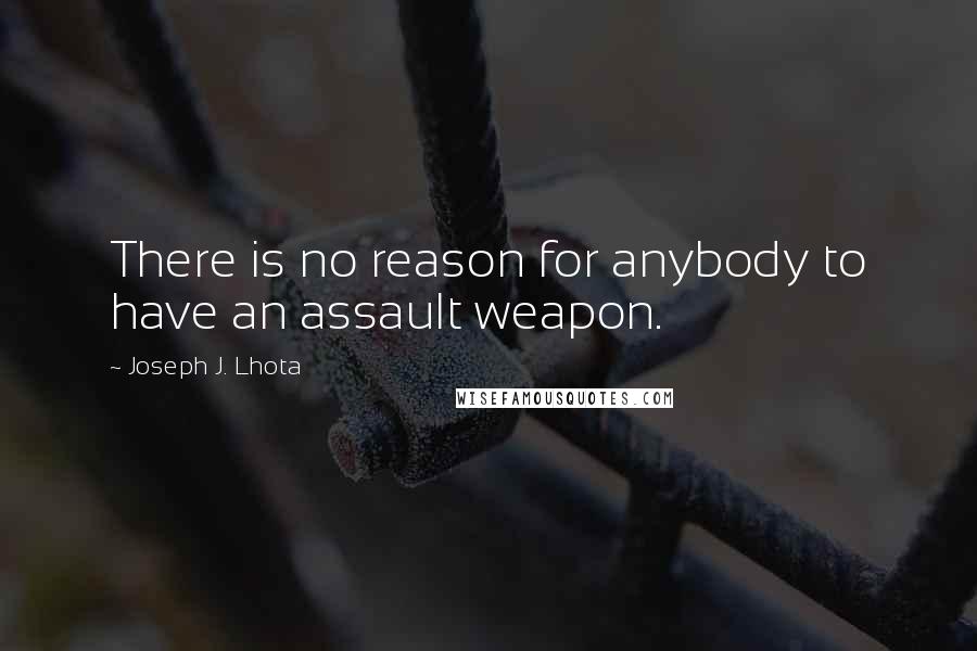 Joseph J. Lhota Quotes: There is no reason for anybody to have an assault weapon.