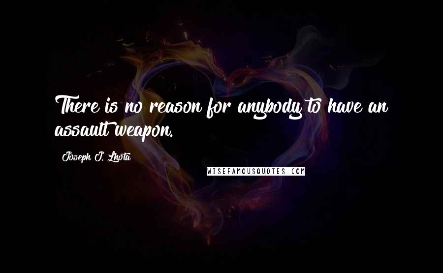 Joseph J. Lhota Quotes: There is no reason for anybody to have an assault weapon.