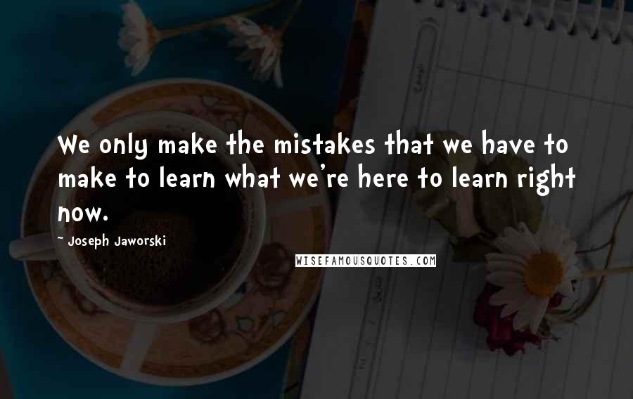 Joseph Jaworski Quotes: We only make the mistakes that we have to make to learn what we're here to learn right now.