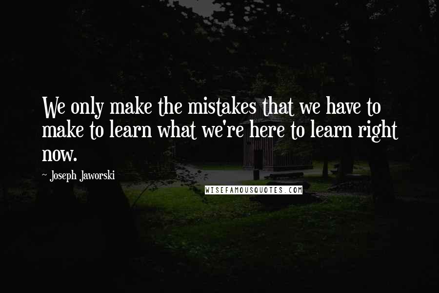 Joseph Jaworski Quotes: We only make the mistakes that we have to make to learn what we're here to learn right now.