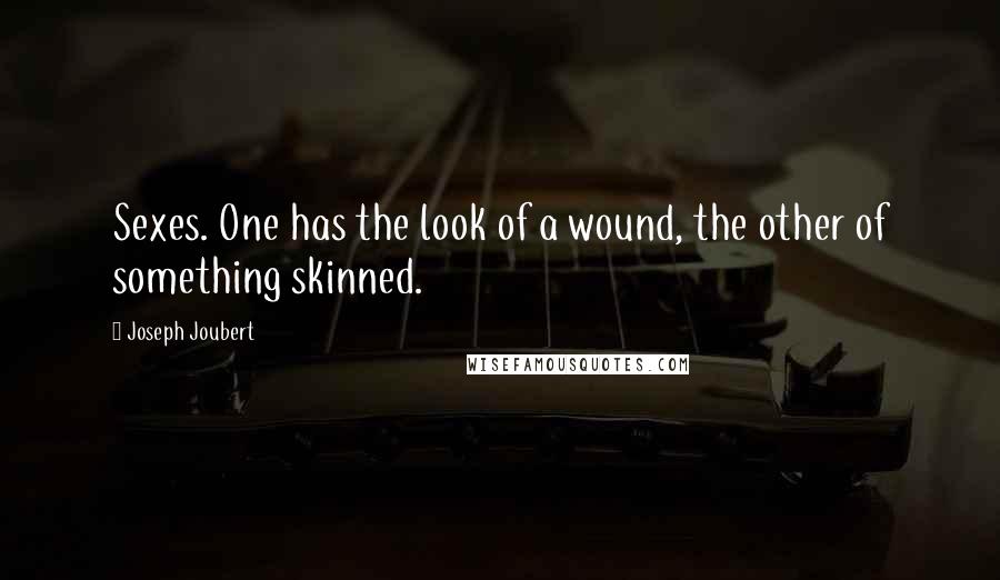 Joseph Joubert Quotes: Sexes. One has the look of a wound, the other of something skinned.