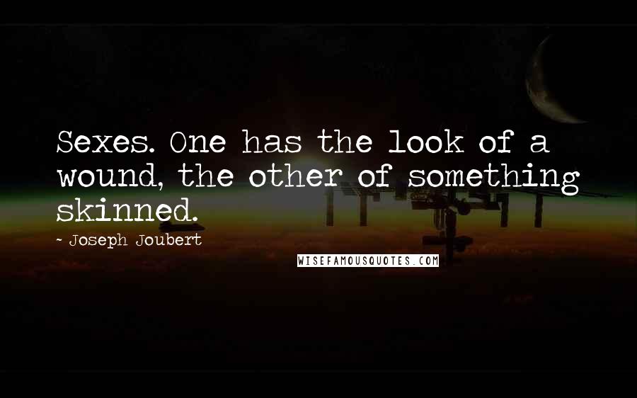 Joseph Joubert Quotes: Sexes. One has the look of a wound, the other of something skinned.