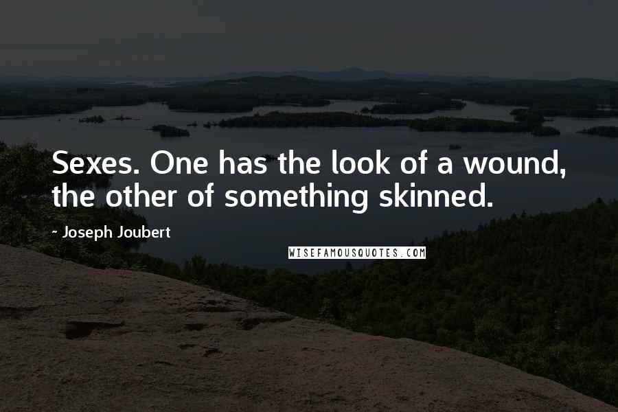 Joseph Joubert Quotes: Sexes. One has the look of a wound, the other of something skinned.