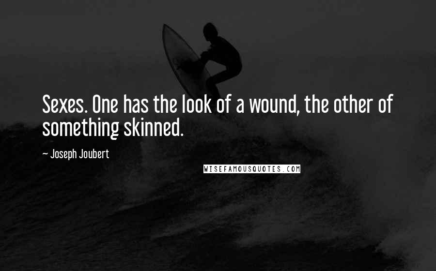 Joseph Joubert Quotes: Sexes. One has the look of a wound, the other of something skinned.