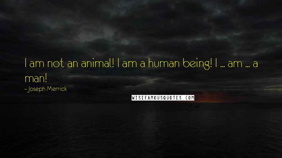 Joseph Merrick Quotes: I am not an animal! I am a human being! I ... am ... a man!