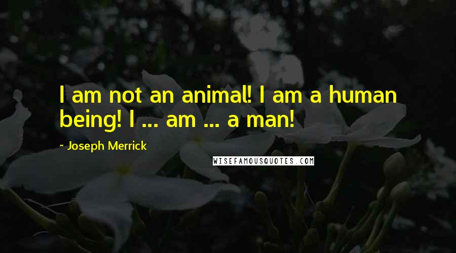 Joseph Merrick Quotes: I am not an animal! I am a human being! I ... am ... a man!