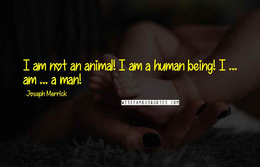 Joseph Merrick Quotes: I am not an animal! I am a human being! I ... am ... a man!