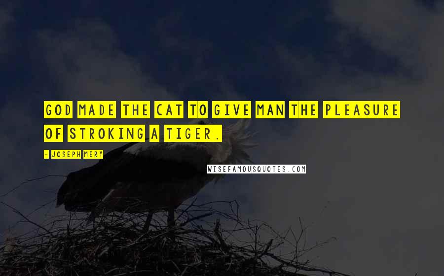 Joseph Mery Quotes: God made the cat to give man the pleasure of stroking a tiger.