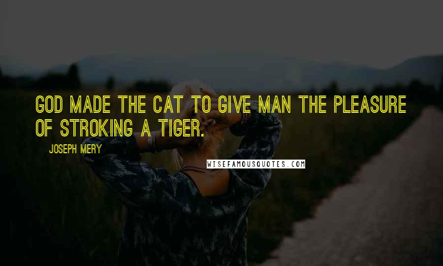 Joseph Mery Quotes: God made the cat to give man the pleasure of stroking a tiger.