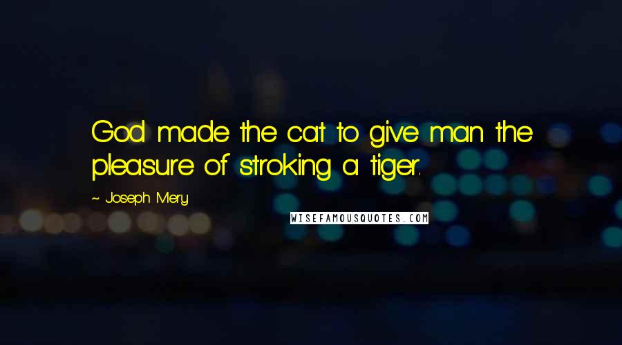 Joseph Mery Quotes: God made the cat to give man the pleasure of stroking a tiger.