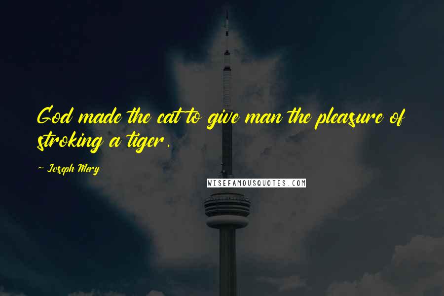 Joseph Mery Quotes: God made the cat to give man the pleasure of stroking a tiger.