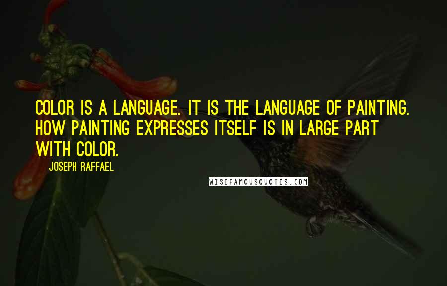 Joseph Raffael Quotes: Color is a language. It is the language of painting. How painting expresses itself is in large part with color.