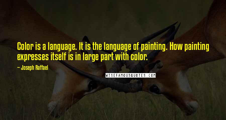 Joseph Raffael Quotes: Color is a language. It is the language of painting. How painting expresses itself is in large part with color.