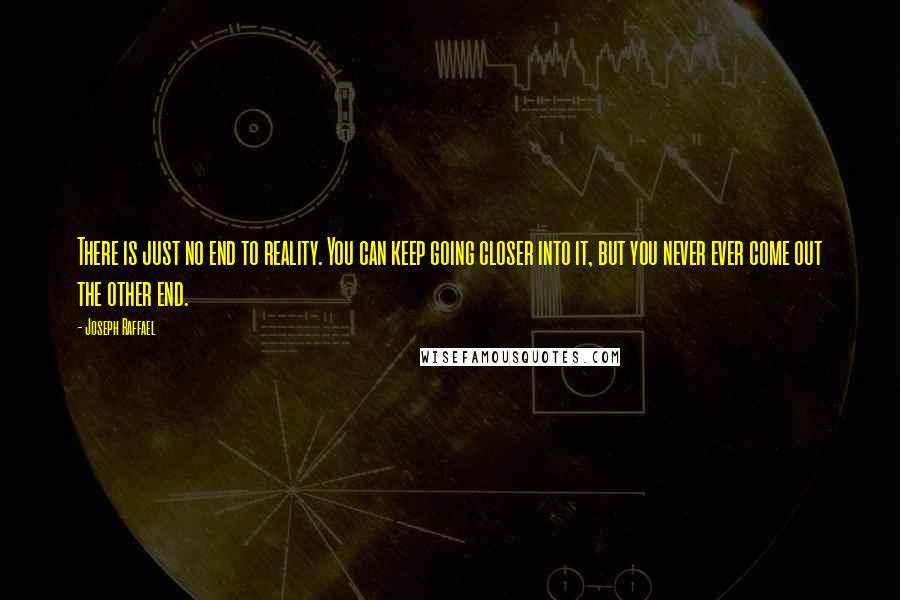 Joseph Raffael Quotes: There is just no end to reality. You can keep going closer into it, but you never ever come out the other end.