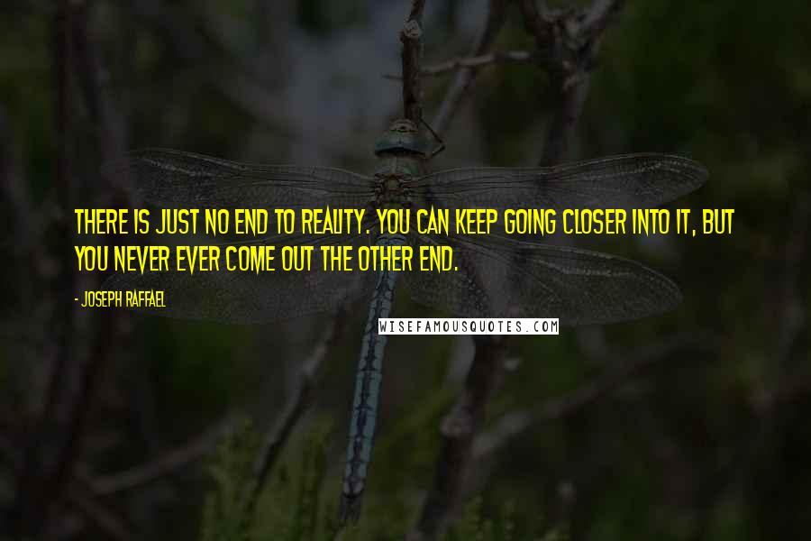 Joseph Raffael Quotes: There is just no end to reality. You can keep going closer into it, but you never ever come out the other end.