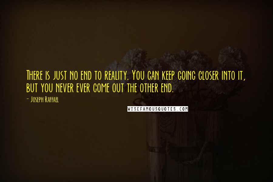 Joseph Raffael Quotes: There is just no end to reality. You can keep going closer into it, but you never ever come out the other end.