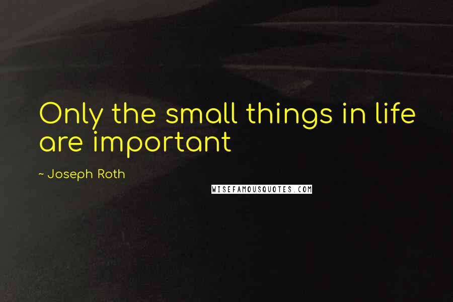 Joseph Roth Quotes: Only the small things in life are important