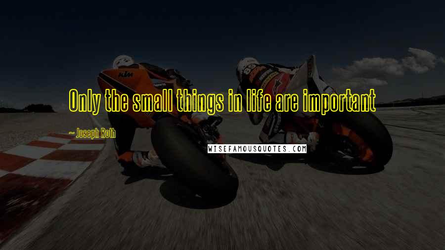 Joseph Roth Quotes: Only the small things in life are important