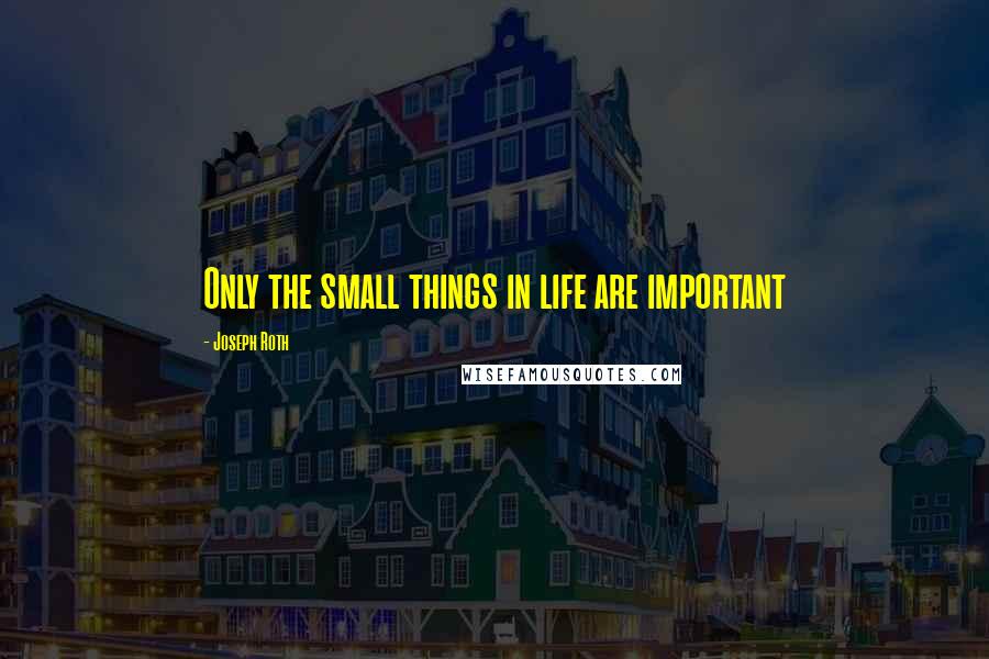 Joseph Roth Quotes: Only the small things in life are important