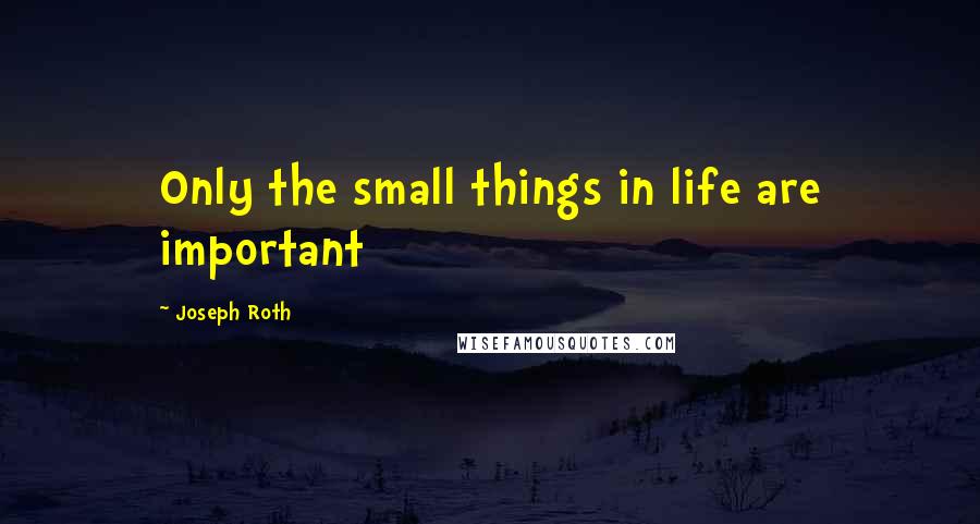 Joseph Roth Quotes: Only the small things in life are important