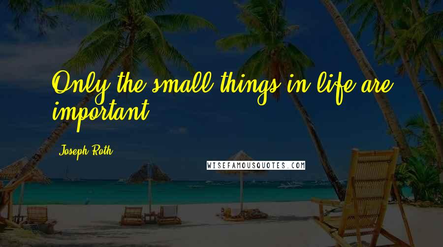 Joseph Roth Quotes: Only the small things in life are important
