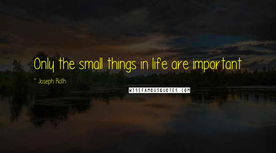 Joseph Roth Quotes: Only the small things in life are important