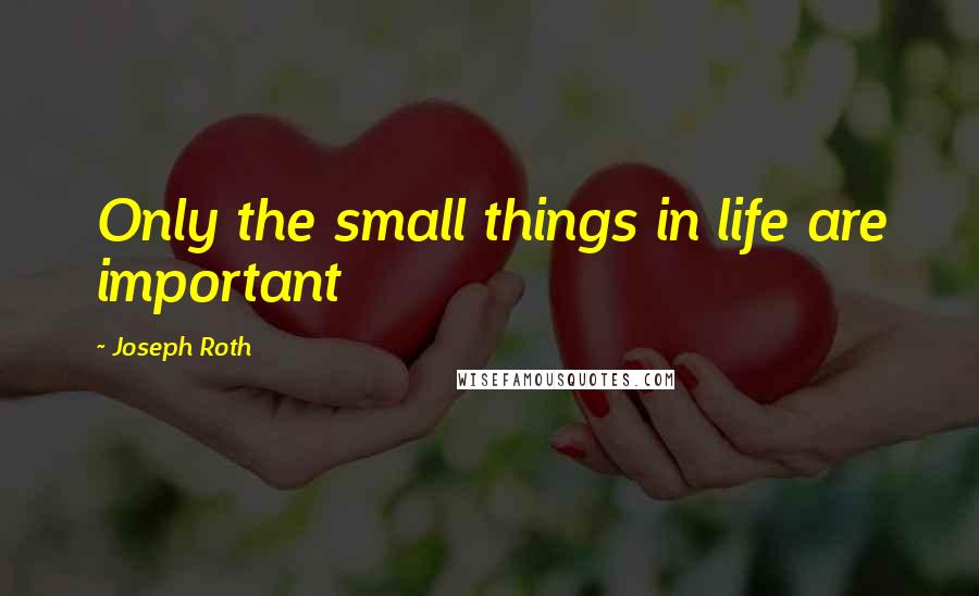 Joseph Roth Quotes: Only the small things in life are important