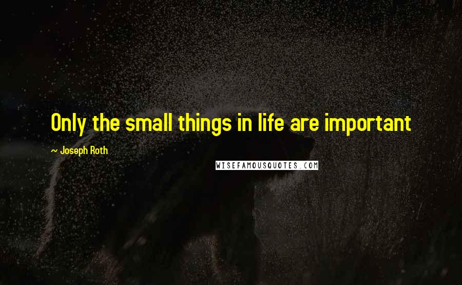 Joseph Roth Quotes: Only the small things in life are important