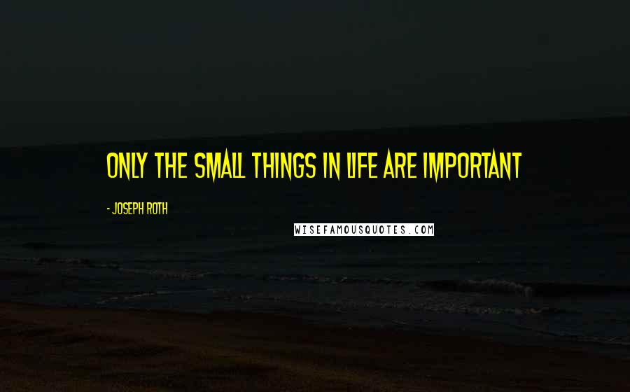 Joseph Roth Quotes: Only the small things in life are important
