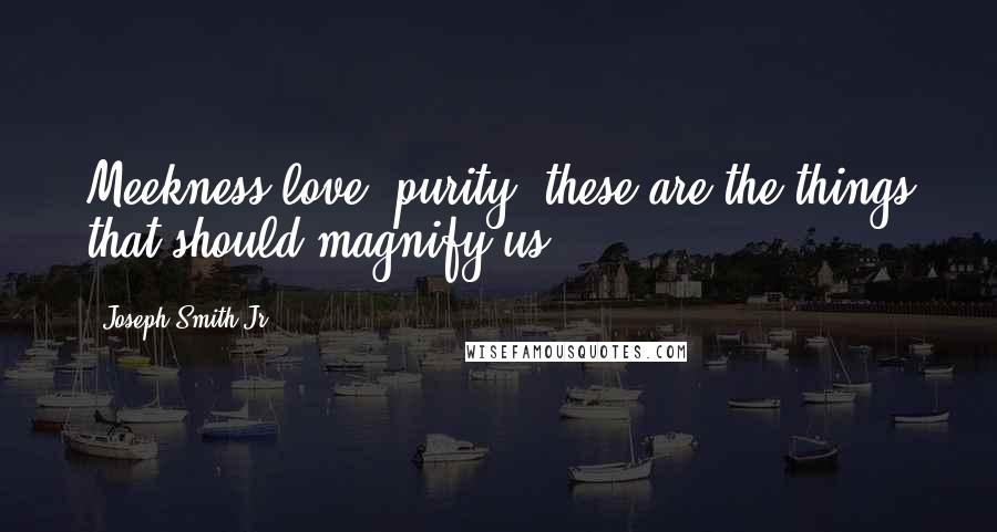 Joseph Smith Jr. Quotes: Meekness,love, purity, these are the things that should magnify us.