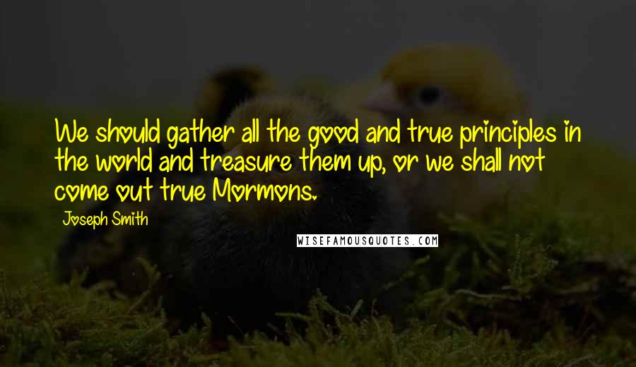Joseph Smith Quotes: We should gather all the good and true principles in the world and treasure them up, or we shall not come out true Mormons.