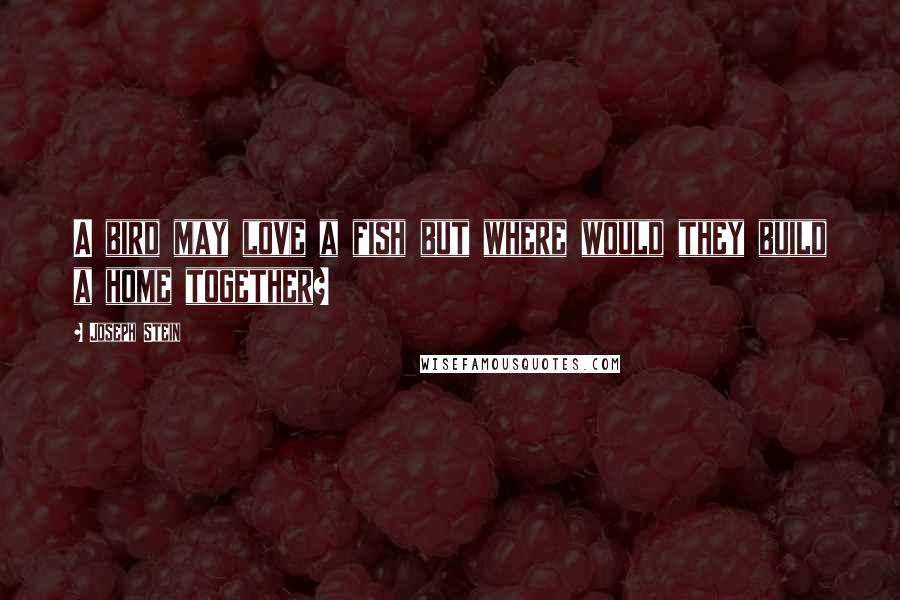 Joseph Stein Quotes: A bird may love a fish but where would they build a home together?