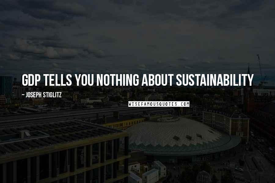 Joseph Stiglitz Quotes: GDP tells you nothing about sustainability