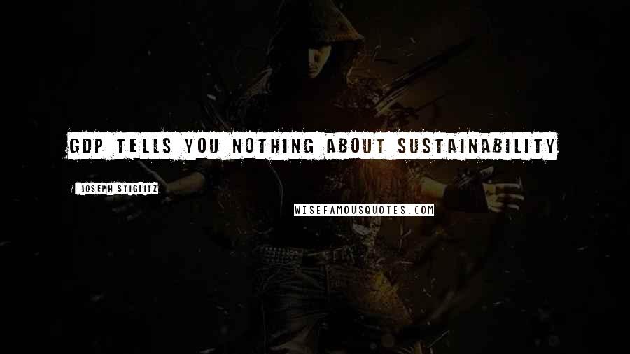 Joseph Stiglitz Quotes: GDP tells you nothing about sustainability
