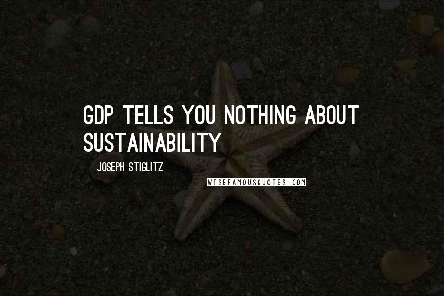 Joseph Stiglitz Quotes: GDP tells you nothing about sustainability