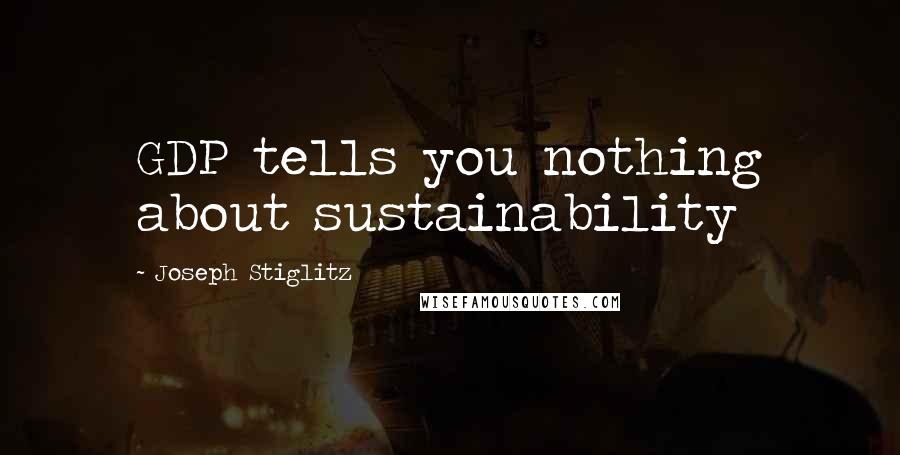 Joseph Stiglitz Quotes: GDP tells you nothing about sustainability