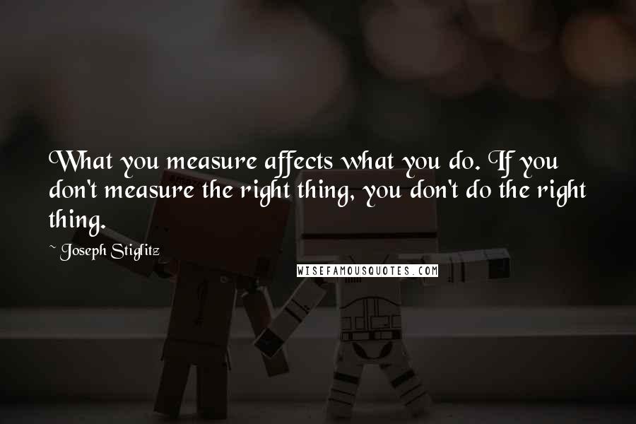 Joseph Stiglitz Quotes: What you measure affects what you do. If you don't measure the right thing, you don't do the right thing.