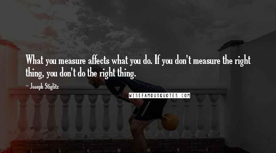 Joseph Stiglitz Quotes: What you measure affects what you do. If you don't measure the right thing, you don't do the right thing.