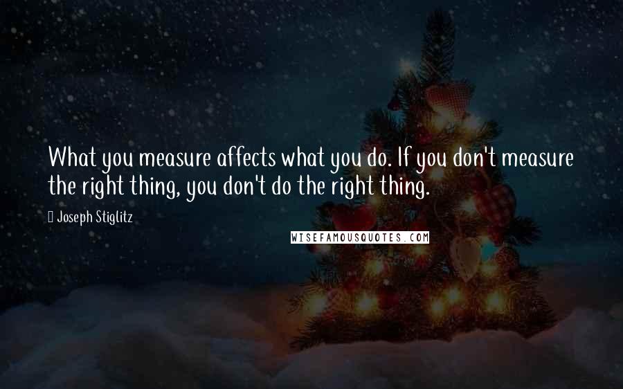 Joseph Stiglitz Quotes: What you measure affects what you do. If you don't measure the right thing, you don't do the right thing.