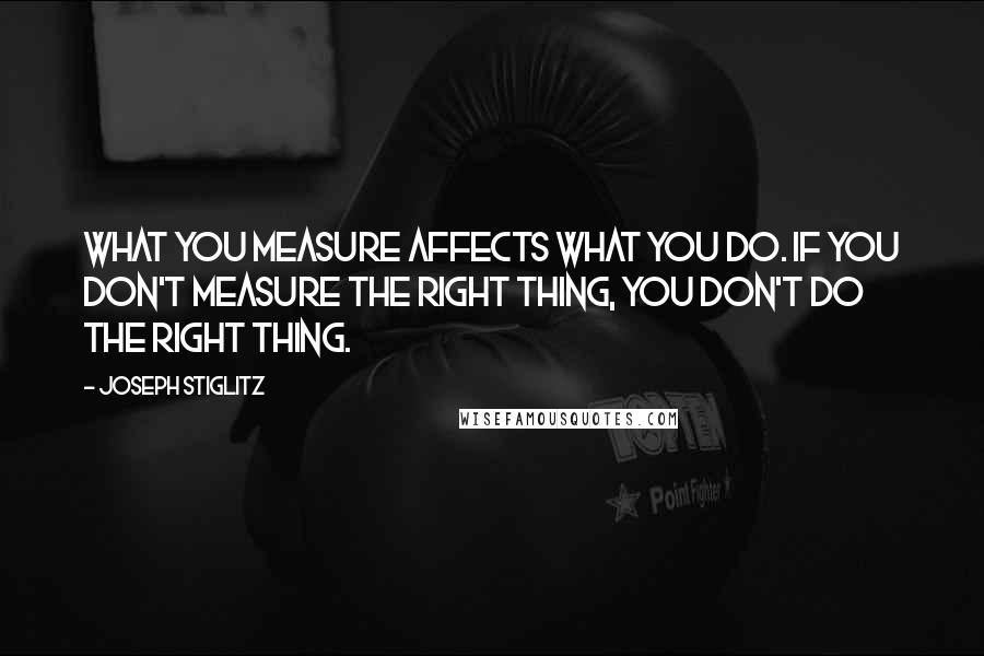 Joseph Stiglitz Quotes: What you measure affects what you do. If you don't measure the right thing, you don't do the right thing.