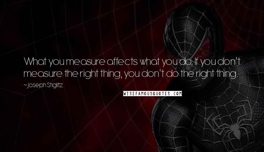 Joseph Stiglitz Quotes: What you measure affects what you do. If you don't measure the right thing, you don't do the right thing.
