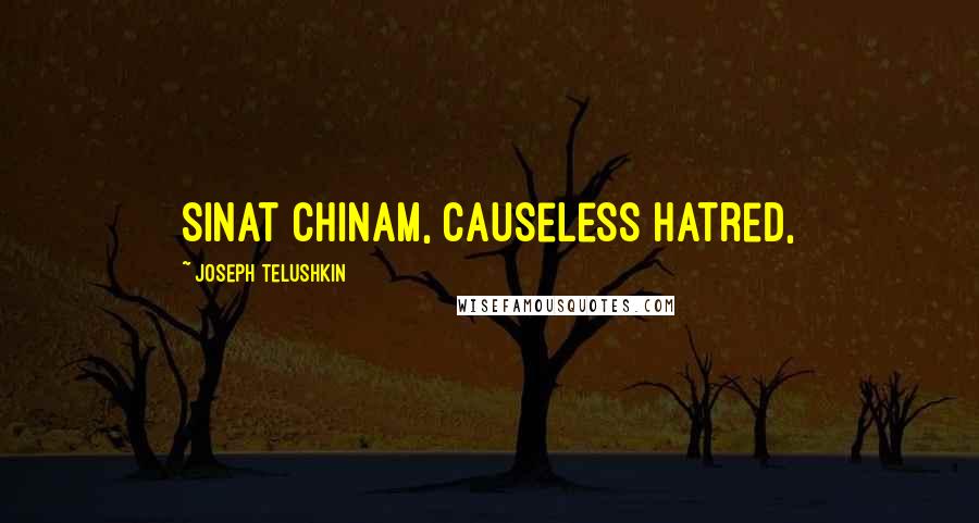 Joseph Telushkin Quotes: sinat chinam, causeless hatred,