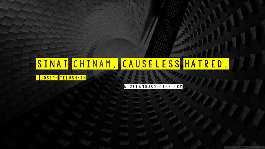 Joseph Telushkin Quotes: sinat chinam, causeless hatred,