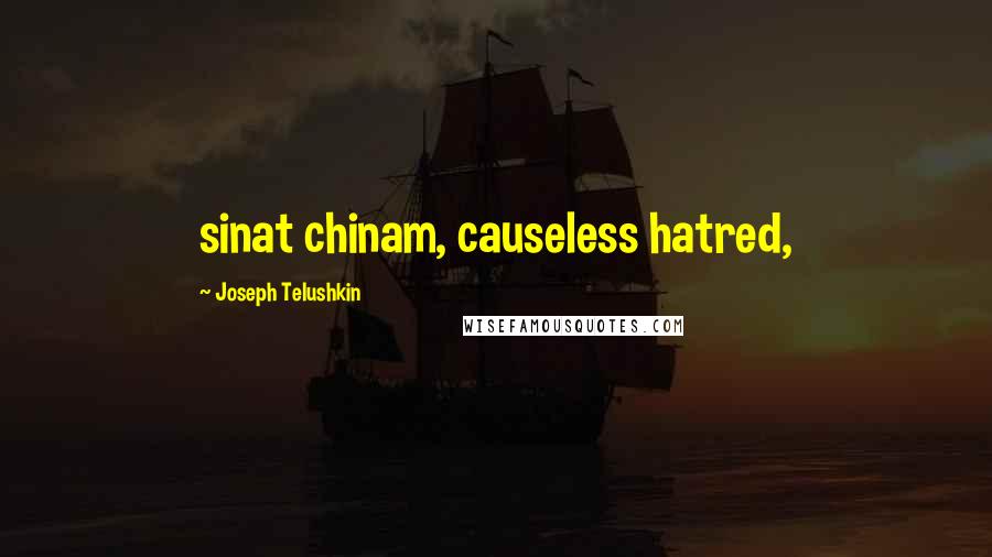 Joseph Telushkin Quotes: sinat chinam, causeless hatred,