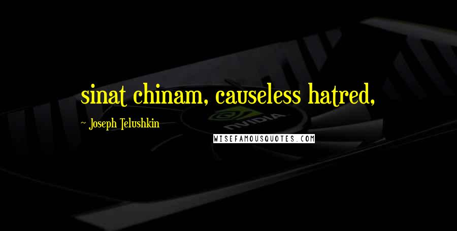 Joseph Telushkin Quotes: sinat chinam, causeless hatred,