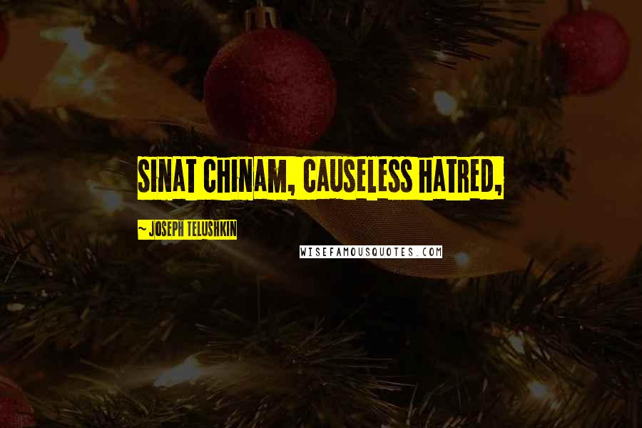 Joseph Telushkin Quotes: sinat chinam, causeless hatred,