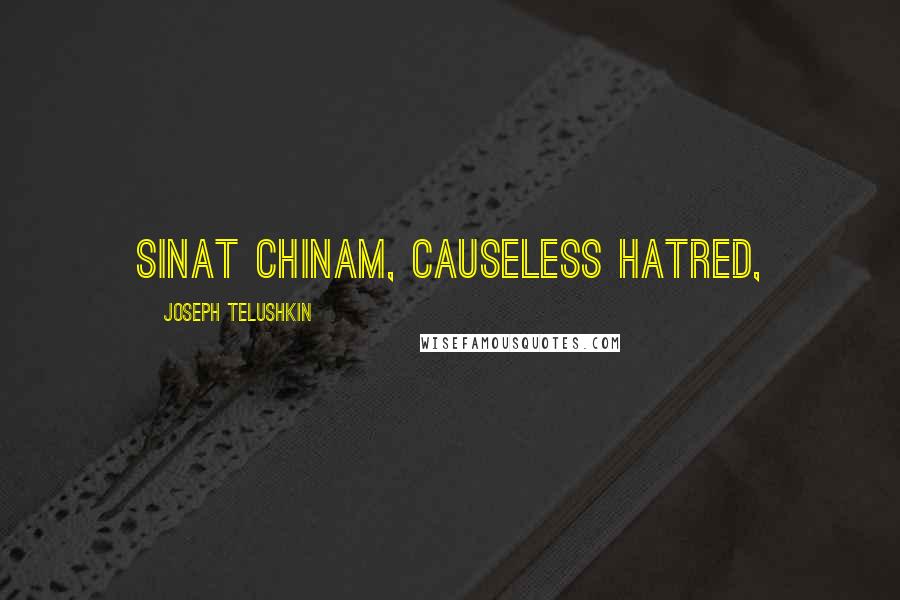 Joseph Telushkin Quotes: sinat chinam, causeless hatred,