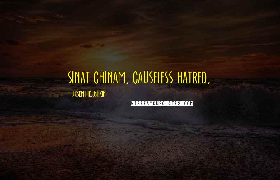 Joseph Telushkin Quotes: sinat chinam, causeless hatred,