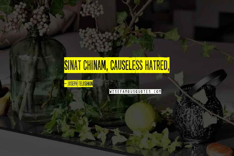 Joseph Telushkin Quotes: sinat chinam, causeless hatred,