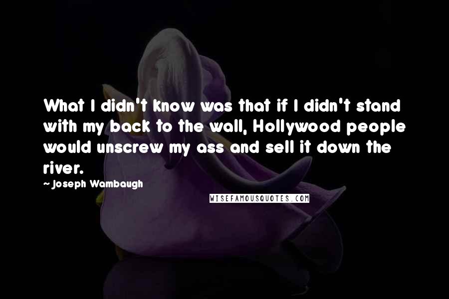 Joseph Wambaugh Quotes: What I didn't know was that if I didn't stand with my back to the wall, Hollywood people would unscrew my ass and sell it down the river.